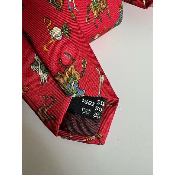 Salvatore Ferragamo Equestrian Horse Fighting Cowboy 100% silk Made in Italy - Picture 3 of 4